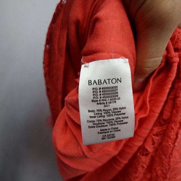 Babaton Tobias Red Orange V-Neck Short Sleeve Lace Mini Dress Lined - Size 6 - Picture 14 of 14